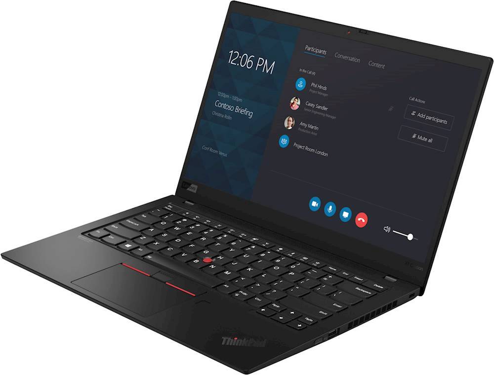 Left View: Lenovo - ThinkPad X1 Carbon 14" Touch-Screen Laptop - Intel Core i7 - 8GB Memory - 256GB Solid State Drive - Black