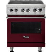 Viking - Professional 5 Series 4.7 Cu. Ft. Freestanding Electric Induction True Convection Range with Self-Cleaning - Burgundy - Front_Zoom