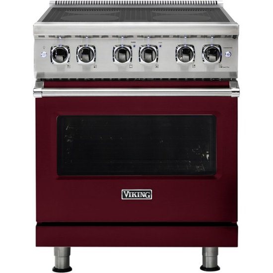 Viking – Professional 5 Series 4.7 Cu. Ft. Freestanding Electric Induction True Convection Range with Self-Cleaning – Burgundy