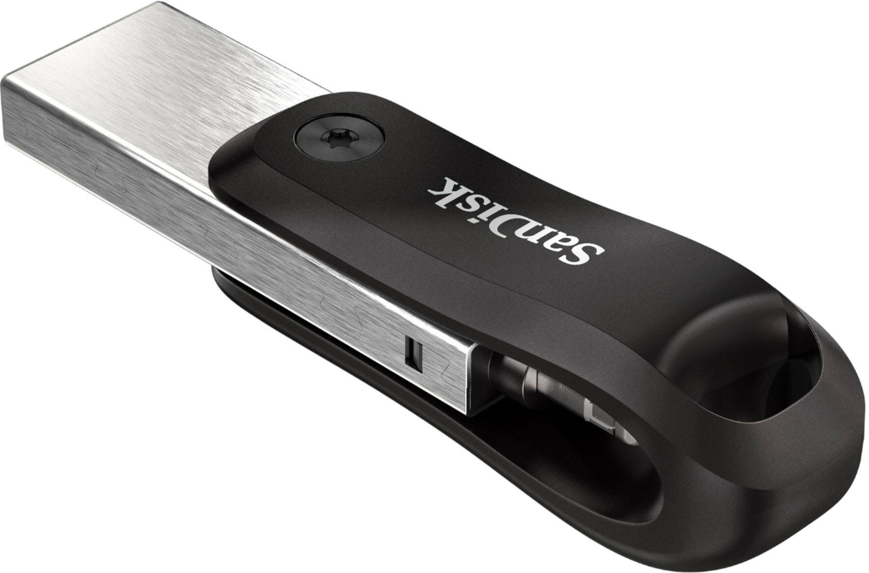Alt View 12. SanDisk - iXpand Flash Drive Go 128GB USB 3.0 Type-A to Apple Lightning for iPhone & iPad - Black / Silver.