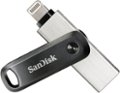 Front Zoom. SanDisk - iXpand Flash Drive Go 256GB USB 3.0 Type-A to Apple Lightning for iPhone & iPad - Black / Silver.