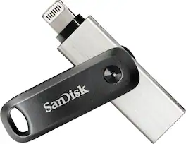 SanDisk - iXpand Flash Drive Go 256GB USB-A 3.0 to Apple Lightning for iPhone & iPad - Black / Silver