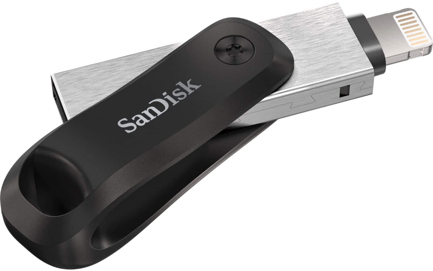Alt View 13. SanDisk - iXpand Flash Drive Go 256GB USB 3.0 Type-A to Apple Lightning for iPhone & iPad - Black / Silver.