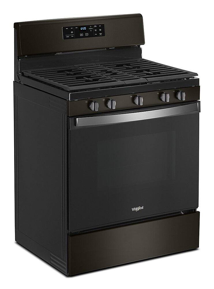 Angle. Whirlpool - 5.0 Cu. Ft. Freestanding Gas Range with Self-Cleaning and SpeedHeat Burner - Black Stainless Steel.