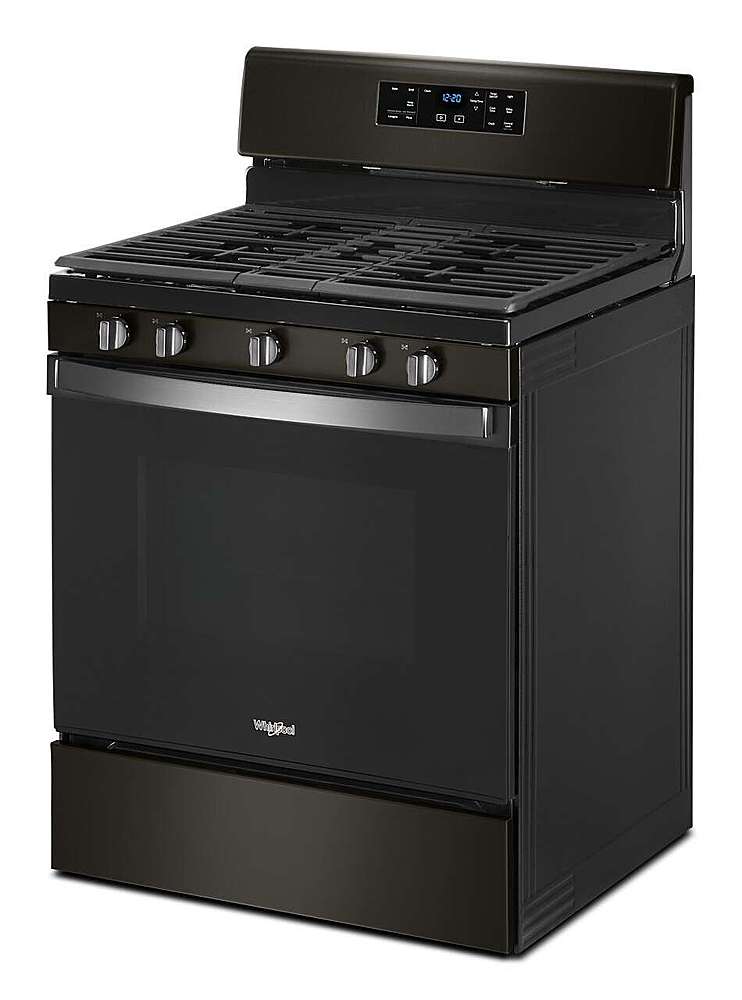 Left View: Viking - Professional 5 Series 5.1 Cu. Ft. Freestanding LP Gas Convection Range - San marzano red