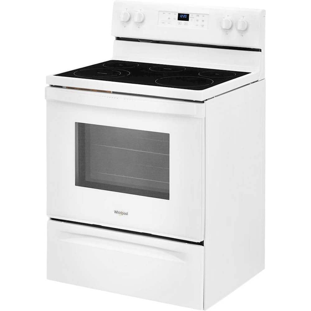 Left View: Whirlpool - 5.3 Cu. Ft. Freestanding Electric Range with Self-Cleaning and Frozen Bake - White