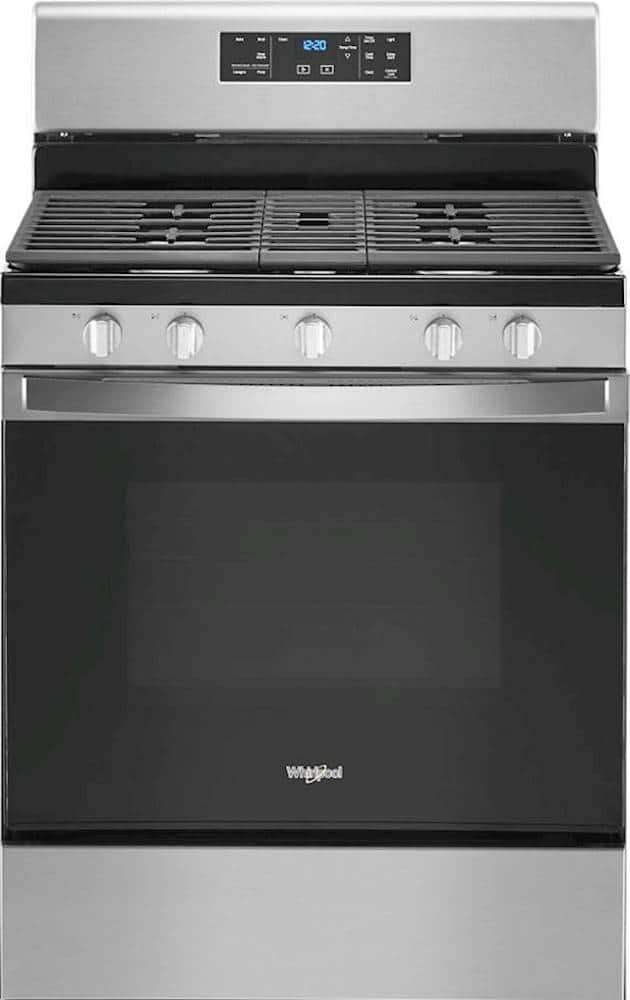 Front. Whirlpool - 5.0 Cu. Ft. Freestanding Gas Range with Self-Cleaning and SpeedHeat Burner - Stainless Steel.
