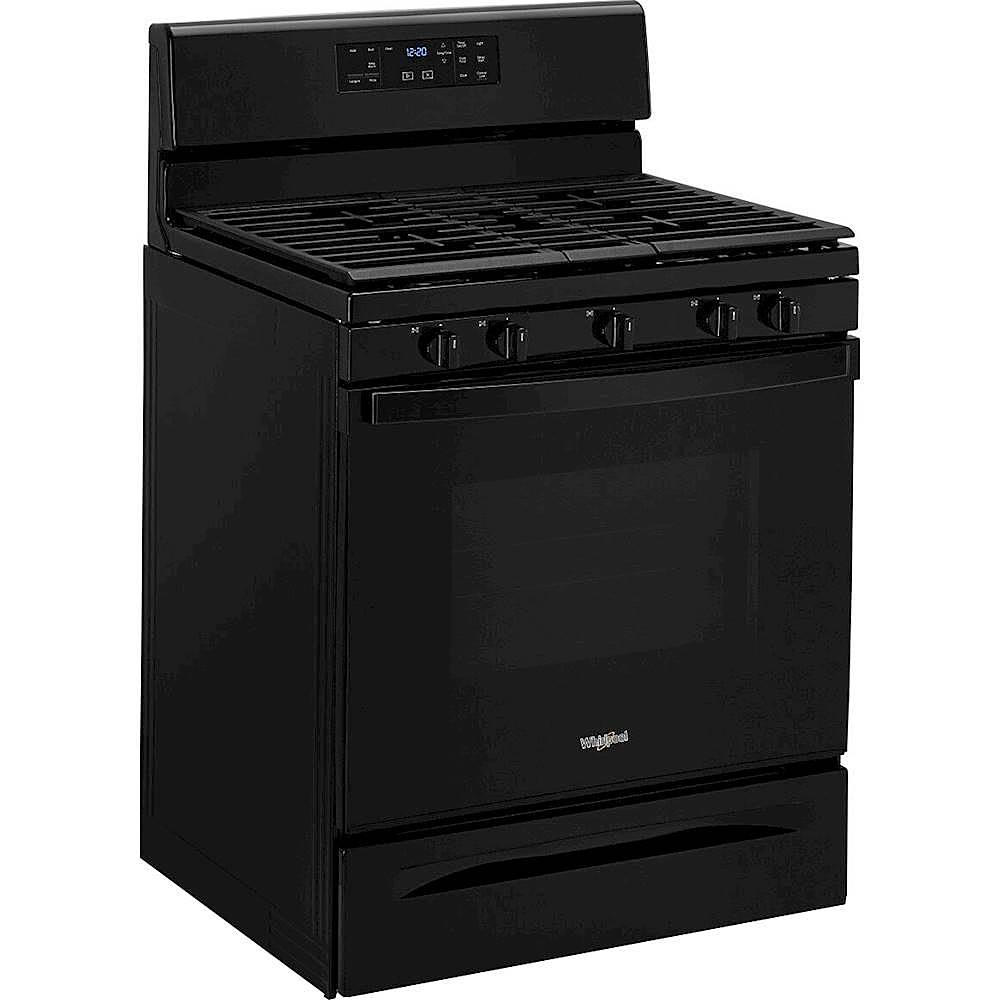 Angle. Whirlpool - 5.0 Cu. Ft. Freestanding Gas Range with Self-Cleaning and SpeedHeat Burner - Black.