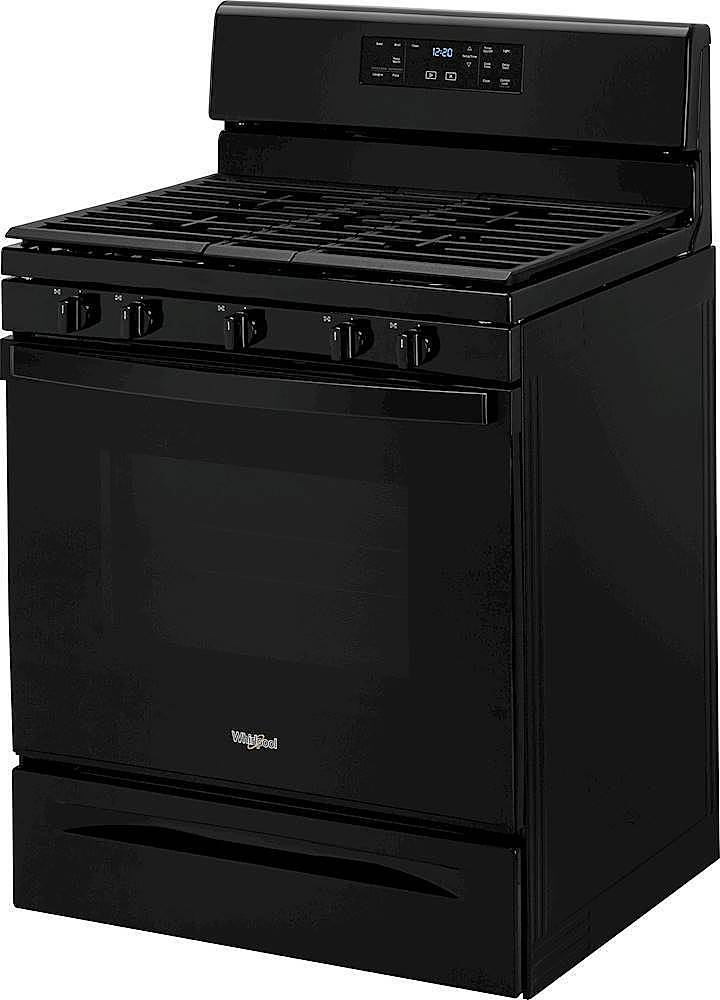 Left. Whirlpool - 5.0 Cu. Ft. Freestanding Gas Range with Self-Cleaning and SpeedHeat Burner - Black.