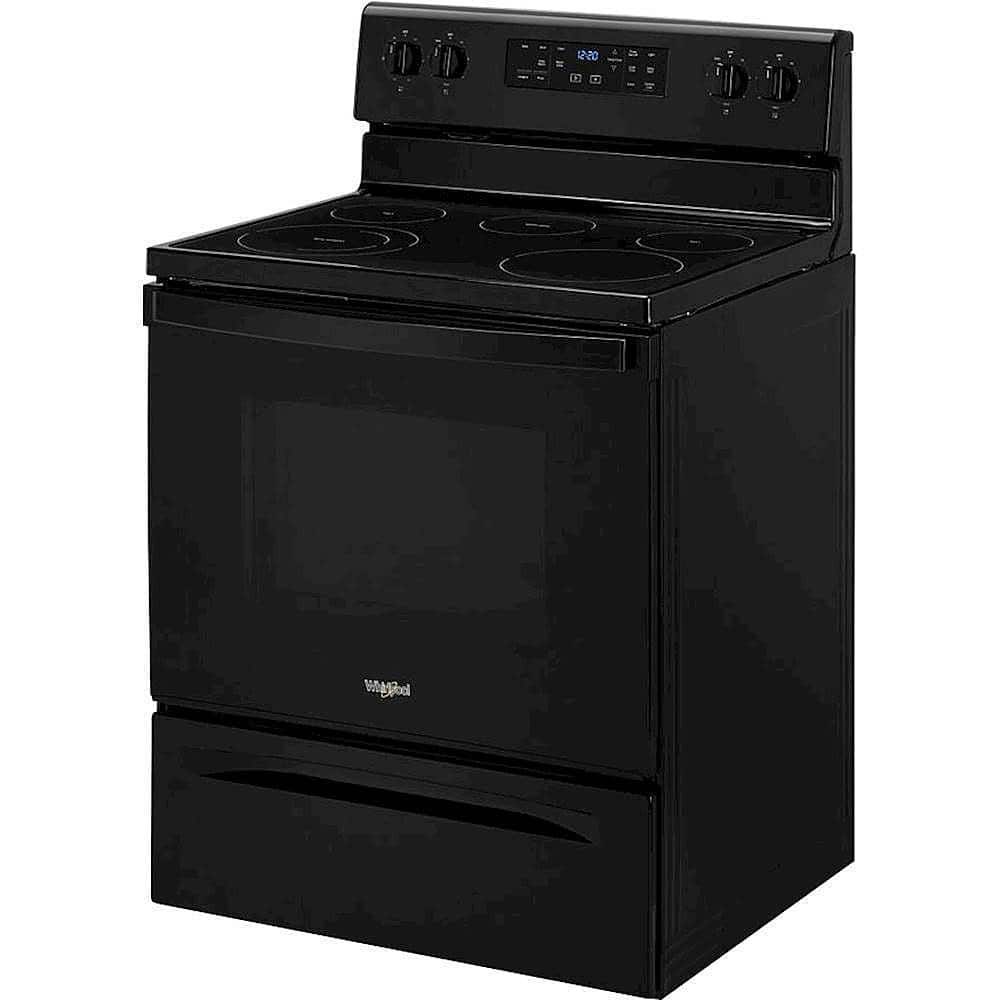 Left View: Whirlpool - 5.3 Cu. Ft. Freestanding Electric Range with Self-Cleaning and Frozen Bake - Black