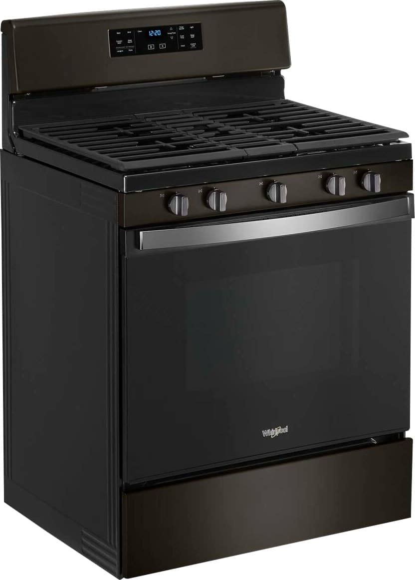 Angle View: Whirlpool - 5.0 Cu. Ft. Freestanding Gas Convection Range with Self-Cleaning - Black stainless steel