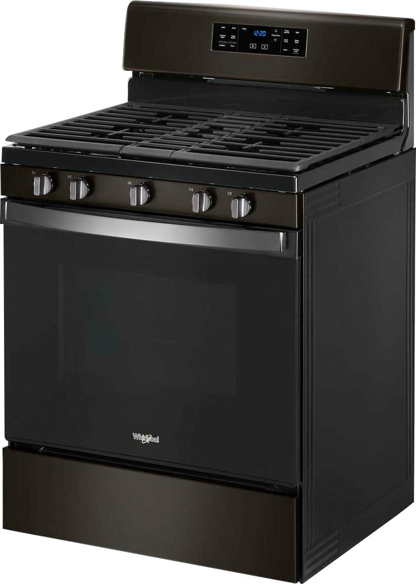 Left View: Whirlpool - 5.0 Cu. Ft. Freestanding Gas Convection Range with Self-Cleaning - Black stainless steel