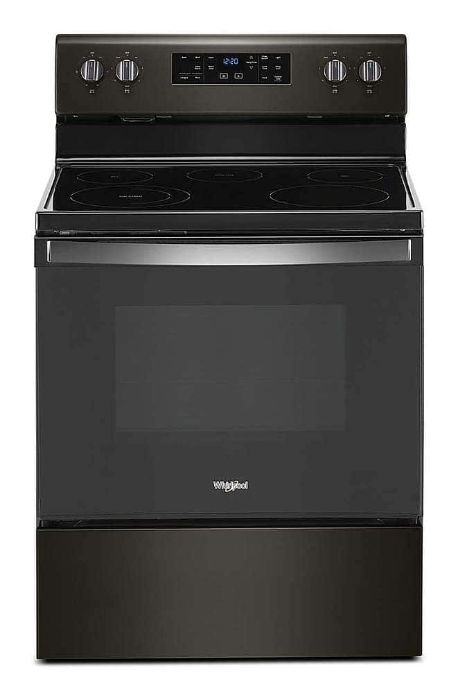Whirlpool - 5.3 Cu. Ft. Freestanding Electric Range with Self-Cleaning and Frozen Bake - Black Stainless Steel - Front_Zoom