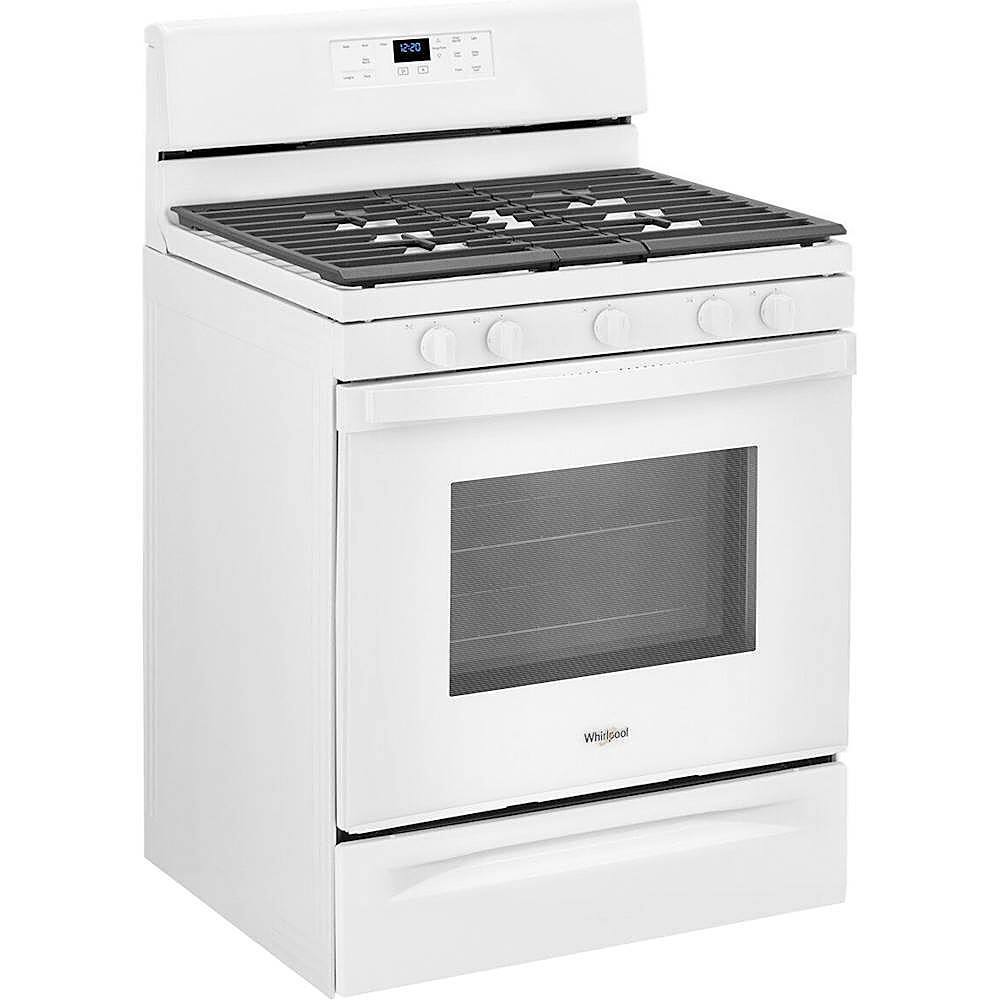 Angle. Whirlpool - 5.0 Cu. Ft. Freestanding Gas Range with Self-Cleaning and SpeedHeat Burner - White.
