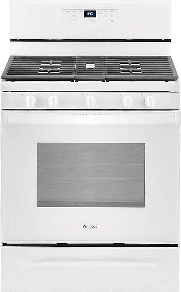 Front. Whirlpool - 5.0 Cu. Ft. Freestanding Gas Range with Self-Cleaning and SpeedHeat Burner - White.