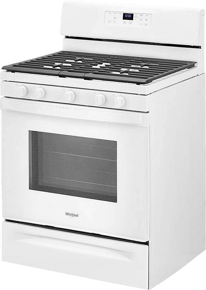 Left. Whirlpool - 5.0 Cu. Ft. Freestanding Gas Range with Self-Cleaning and SpeedHeat Burner - White.