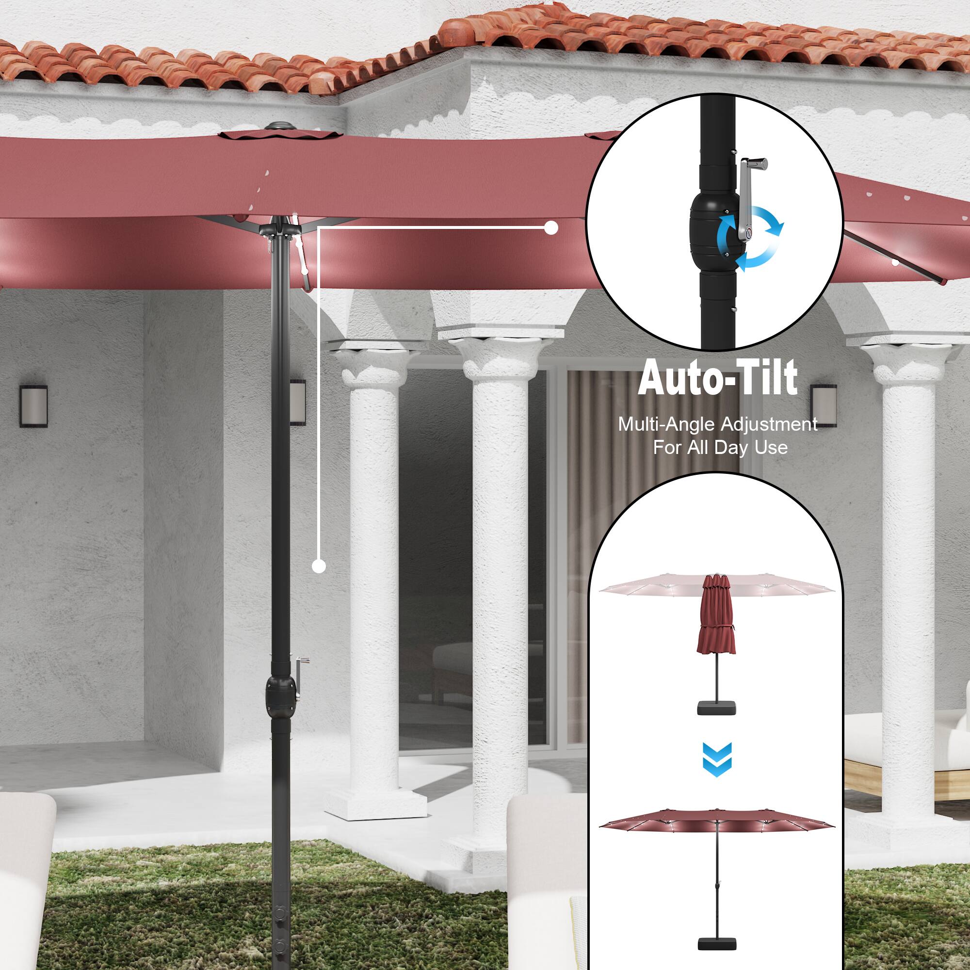 Auto-Tilt  
Multi-Angle Adjustment  
For All Day Use
