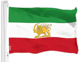 G128 - Iran Lion (Lion and Sun) Flag — 3 x 5 ft 150D Polyester, Brass Grommets - Assorted Colors