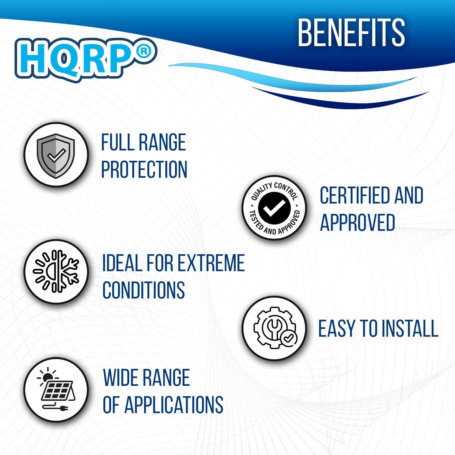 HQRP BENEFITS  
- FULL RANGE PROTECTION  
- IDEAL FOR EXTREME CONDITIONS  
- WIDE RANGE OF APPLICATIONS  
- CERTIFIED AND APPROVED (QUALITY CONTROL, TESTED AND APPROVED)  
- EASY TO INSTALL