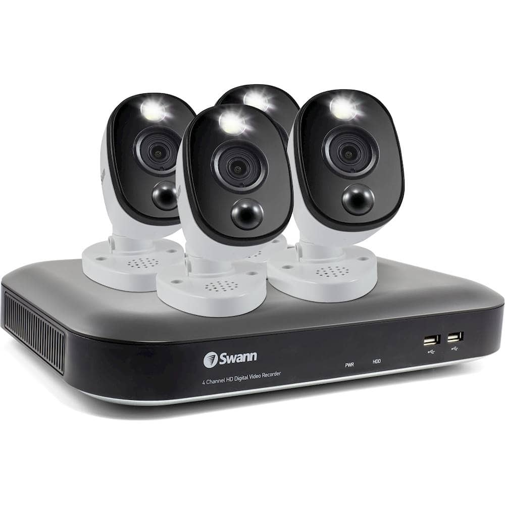 Angle View: Swann Home DVR Security Camera System with 1TB HDD, 4 Channel 4 Camera, 4K Ultra HD Video, Indoor or Outdoor Wired Surveillance CCTV