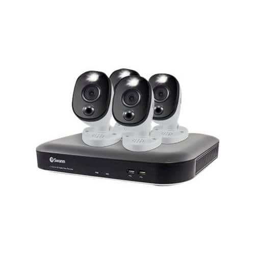 Left View: Swann Home DVR Security Camera System with 1TB HDD, 4 Channel 4 Camera, 4K Ultra HD Video, Indoor or Outdoor Wired Surveillance CCTV