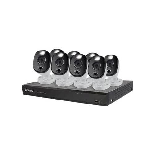 Left View: Swann 4K Ultra HD Video 16 Channel DVR Security Camera System, 2TB Hard Drive, 8 Indoor/Outdoor Cameras, Wired CCTV Surveillance