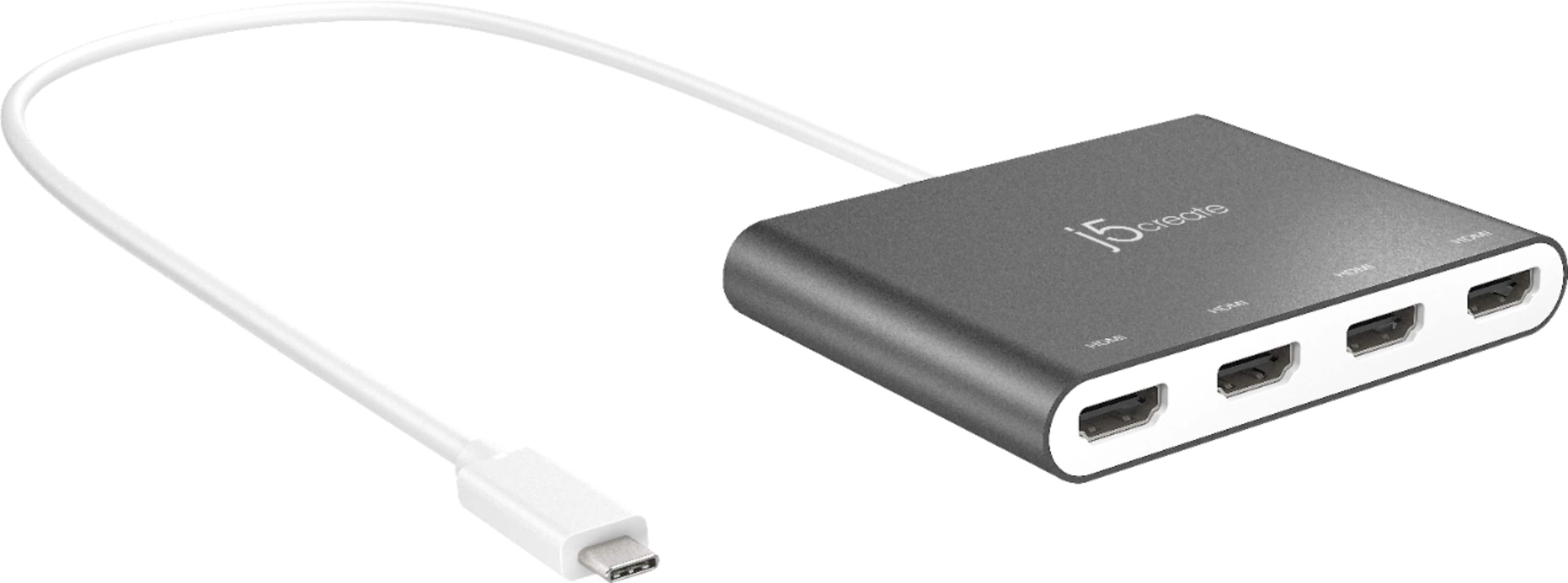 Front. j5create - USB-C to 4-Port HDMI Multi-Monitor Adapter - Silver.