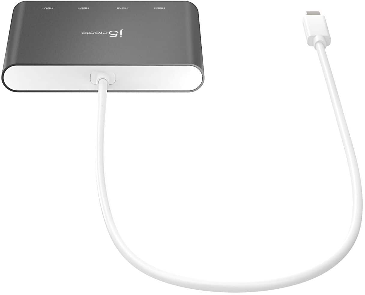 Alt View 11. j5create - USB-C to 4-Port HDMI Multi-Monitor Adapter - Silver.