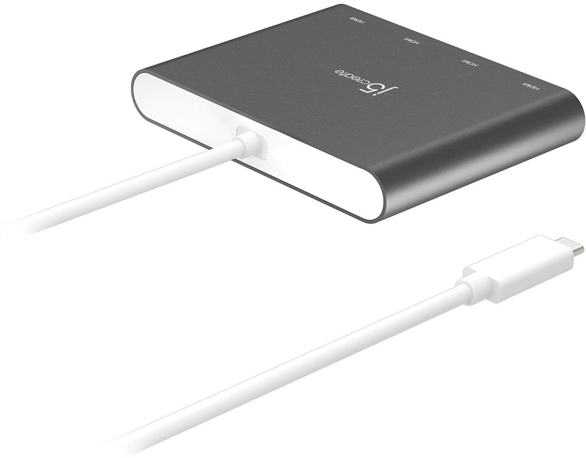 Alt View 12. j5create - USB-C to 4-Port HDMI Multi-Monitor Adapter - Silver.