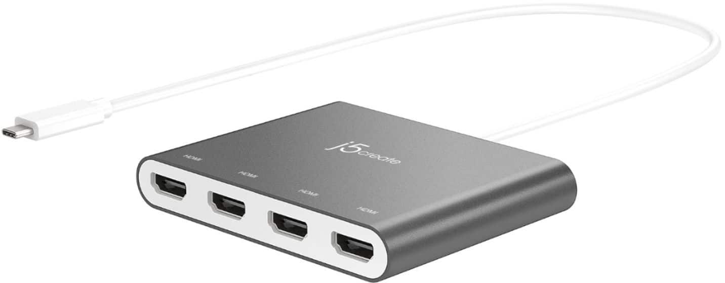 Alt View 13. j5create - USB-C to 4-Port HDMI Multi-Monitor Adapter - Silver.