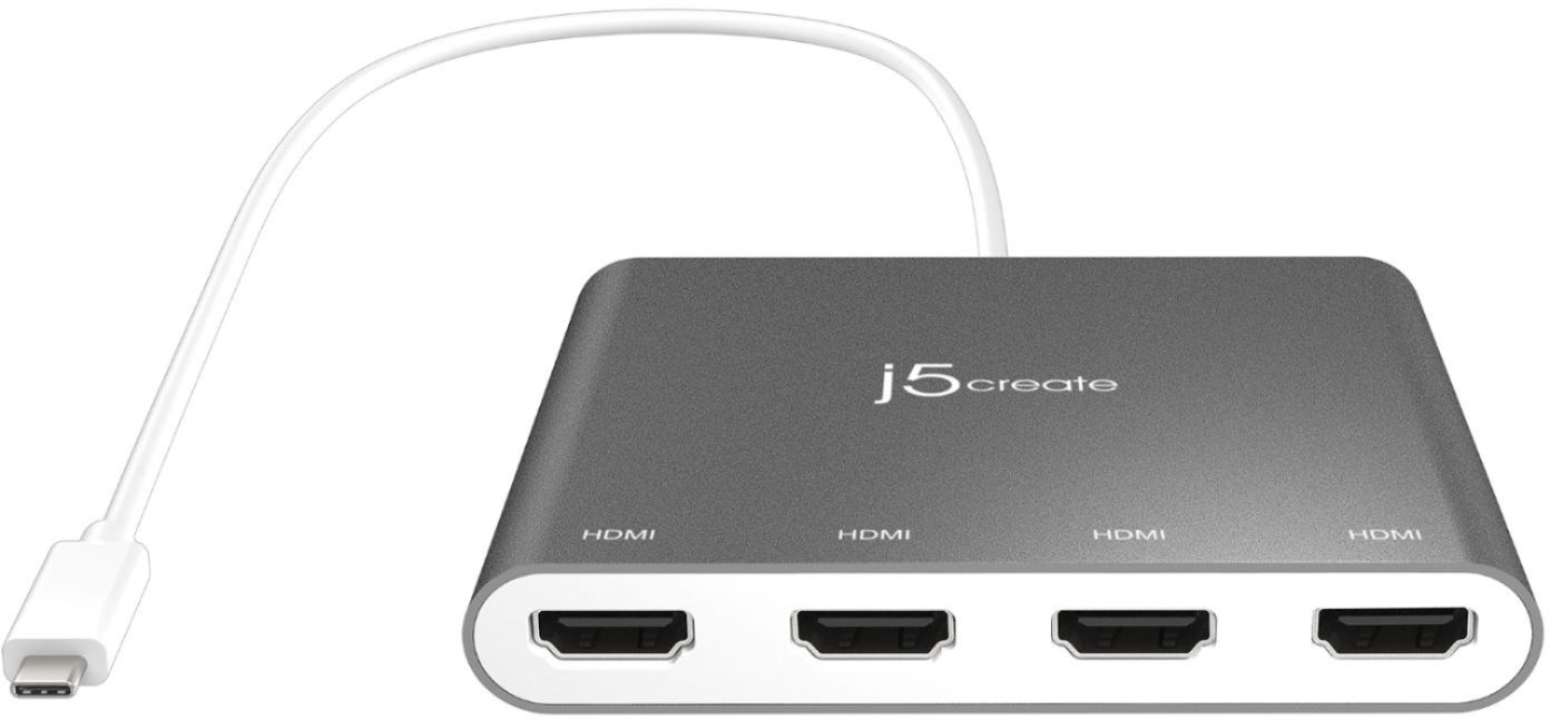 j5create USB-C to 4-Port HDMI Multi-Monitor Adapter Silver JCA366
