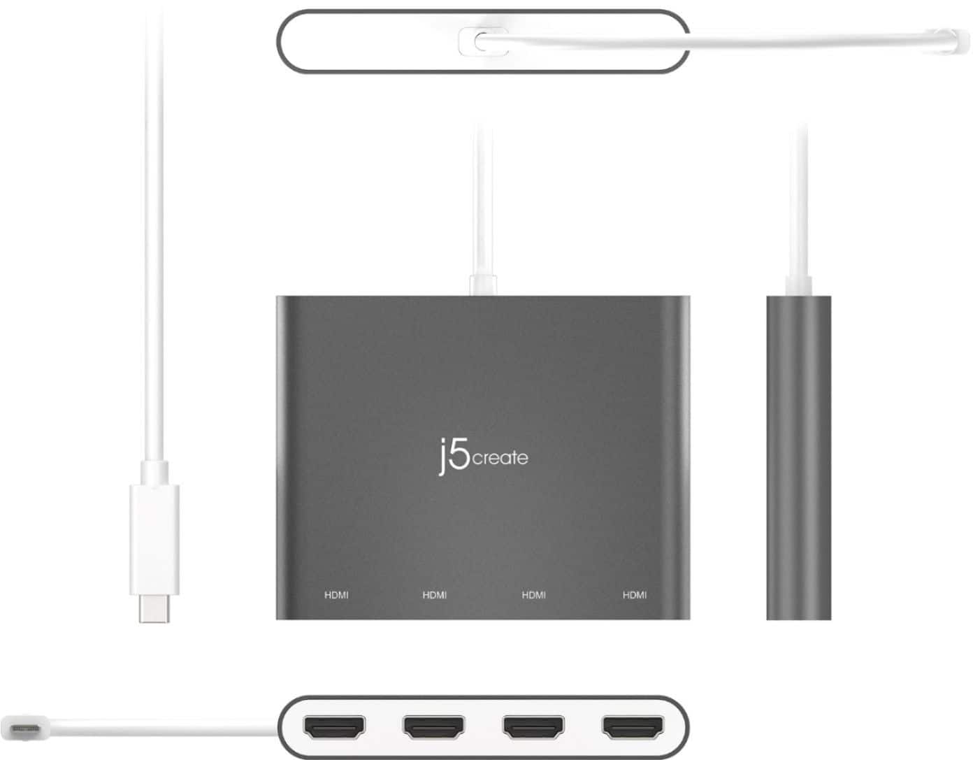 Alt View 15. j5create - USB-C to 4-Port HDMI Multi-Monitor Adapter - Silver.