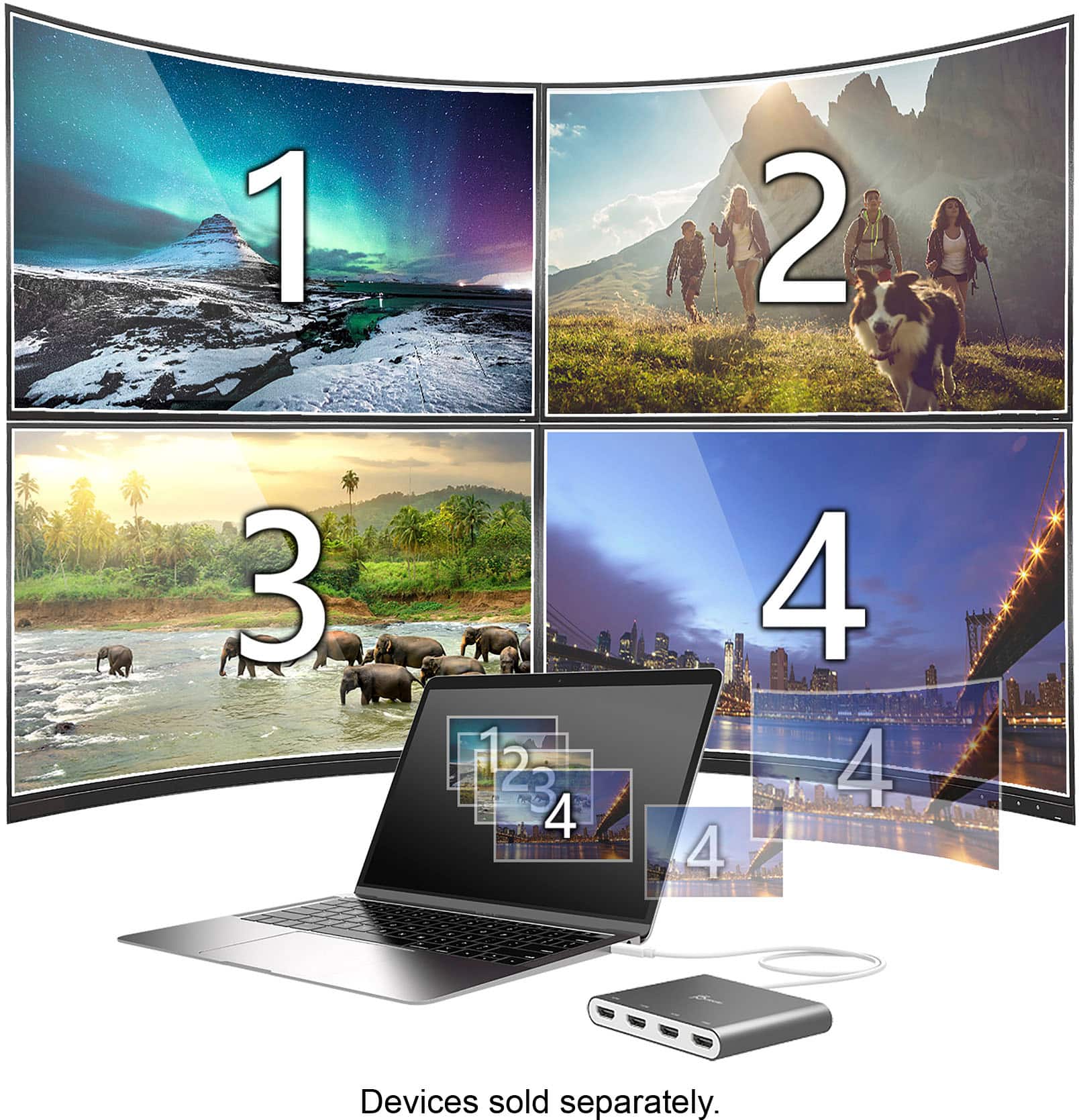 Alt View 19. j5create - USB-C to 4-Port HDMI Multi-Monitor Adapter - Silver.