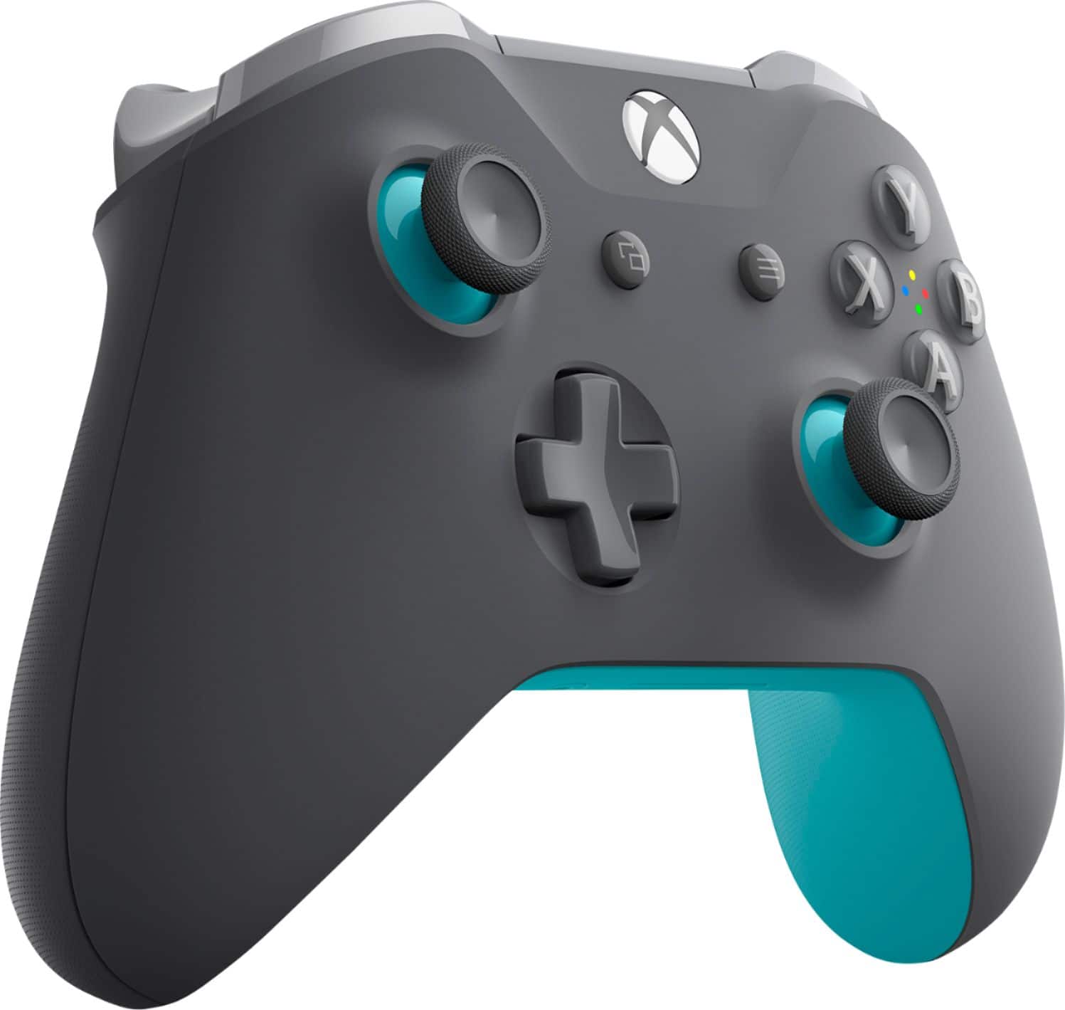 Angle. Microsoft - Geek Squad Certified Refurbished Wireless Controller for Xbox One and Windows 10 - Gray/Blue.