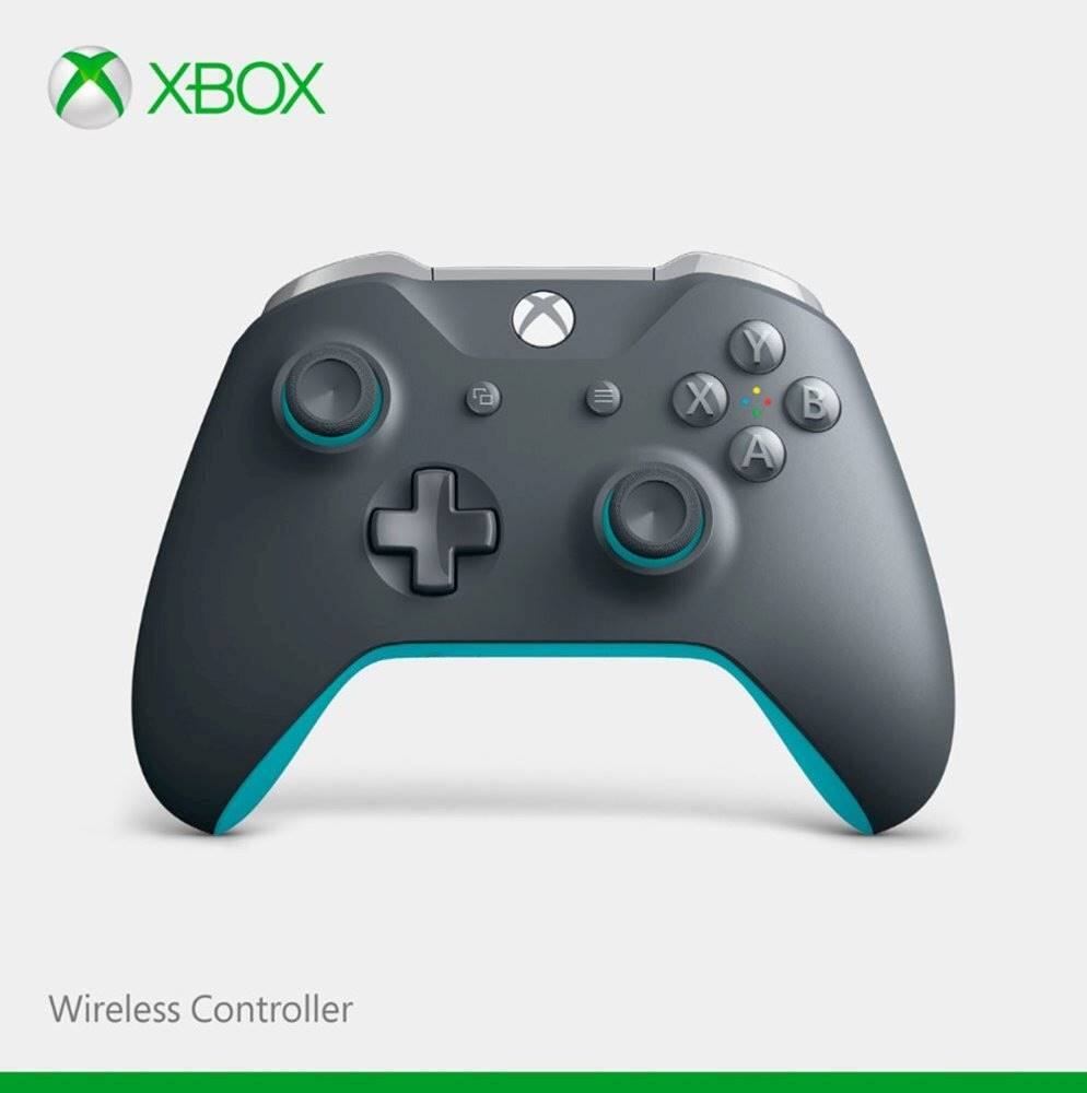 Alt View 11. Microsoft - Geek Squad Certified Refurbished Wireless Controller for Xbox One and Windows 10 - Gray/Blue.