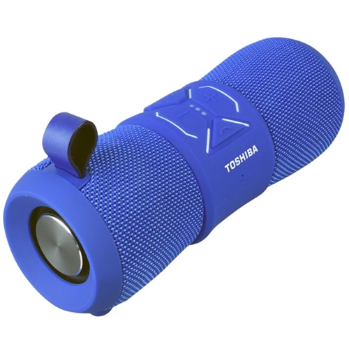 Left View: Toshiba - TY-WSP200 Portable Bluetooth Speaker - Blue