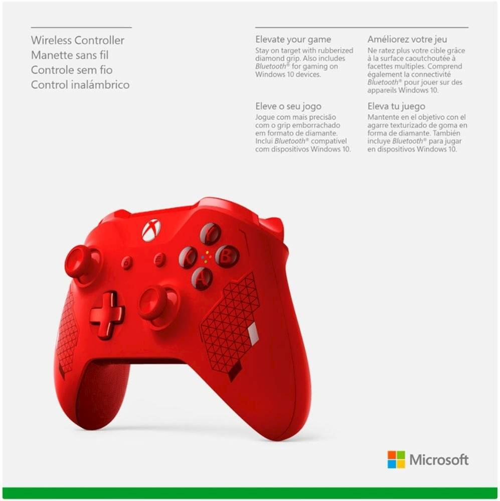 Alt View 13. Microsoft - Geek Squad Certified Refurbished Wireless Controller for Xbox One and Windows 10 - Sport Red Special Edition.