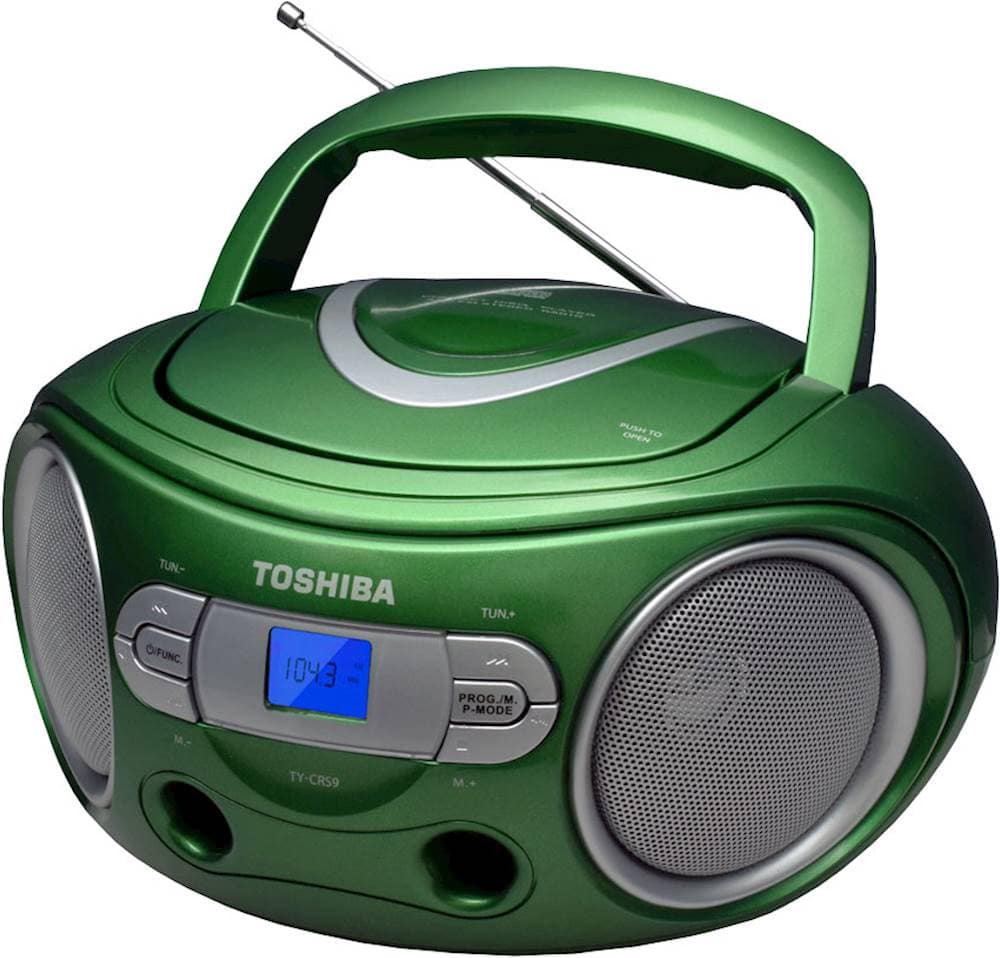 Left. Toshiba - CD/CD-R/CD-RW Boombox with AM/FM Radio - Green.