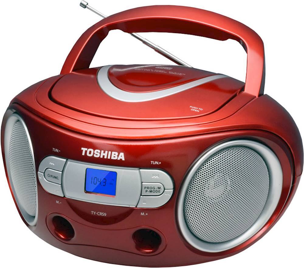 Left. Toshiba - CD/CD-R/CD-RW Boombox with AM/FM Radio - Red.
