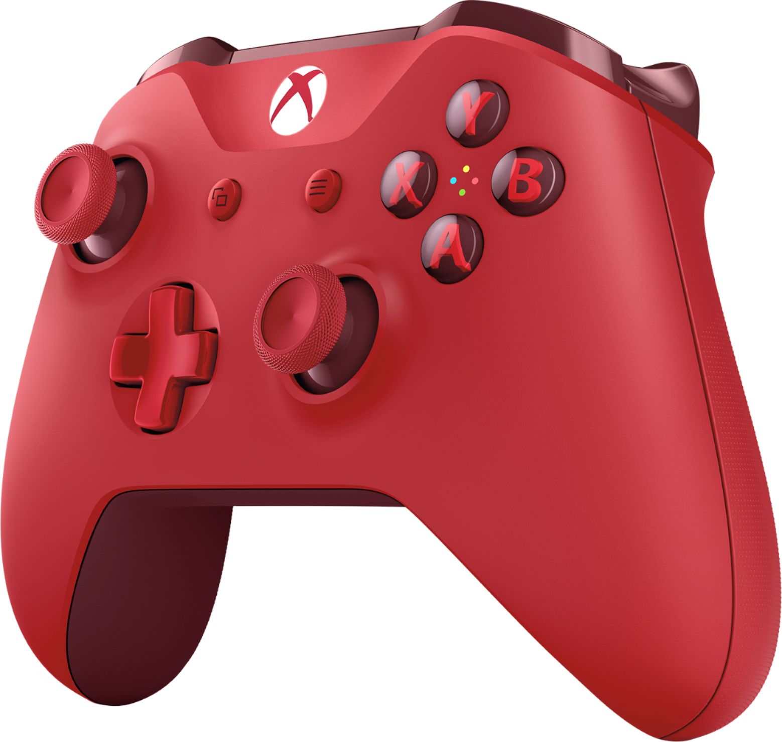 Left View: Microsoft - Geek Squad Certified Refurbished Wireless Controller for Xbox One and Windows 10 - Red