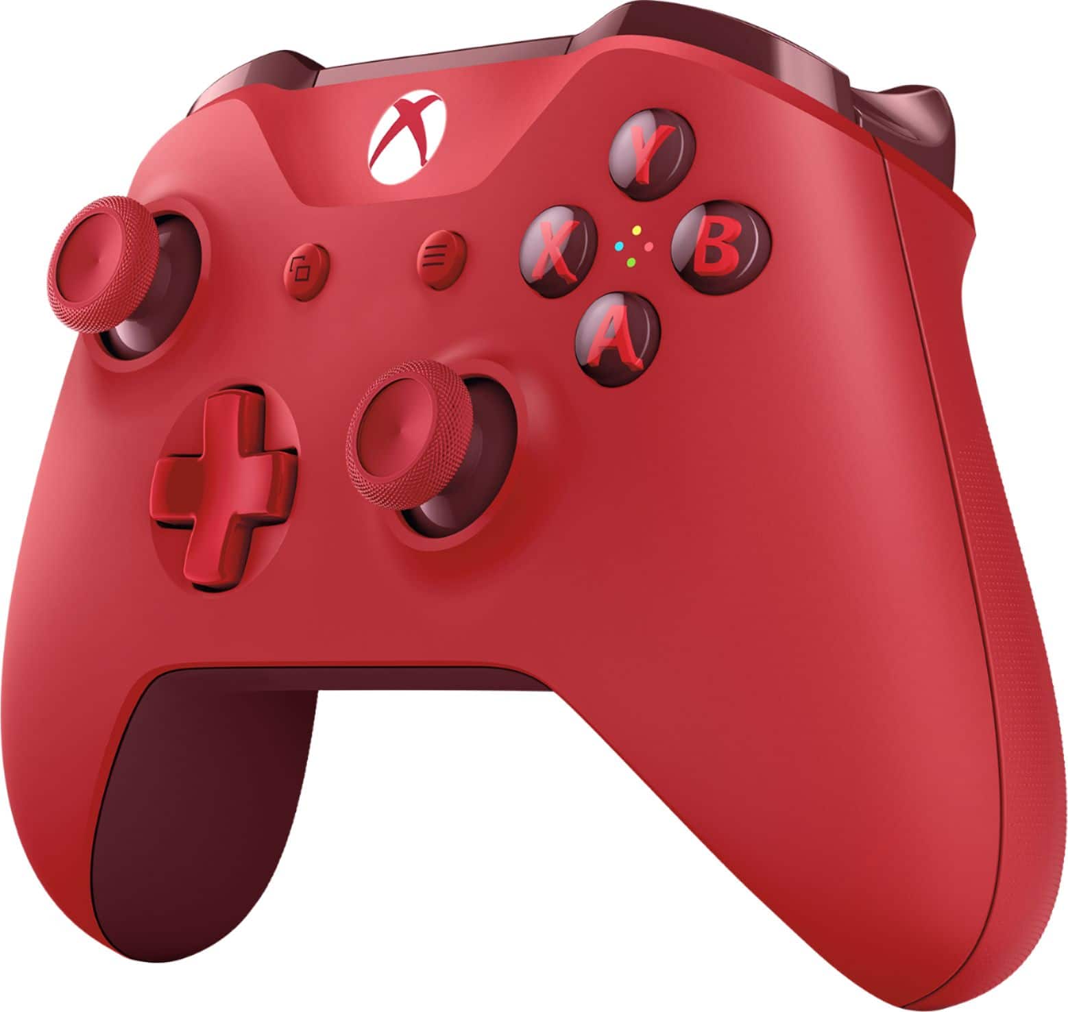 Left. Microsoft - Geek Squad Certified Refurbished Wireless Controller for Xbox One and Windows 10 - Red.