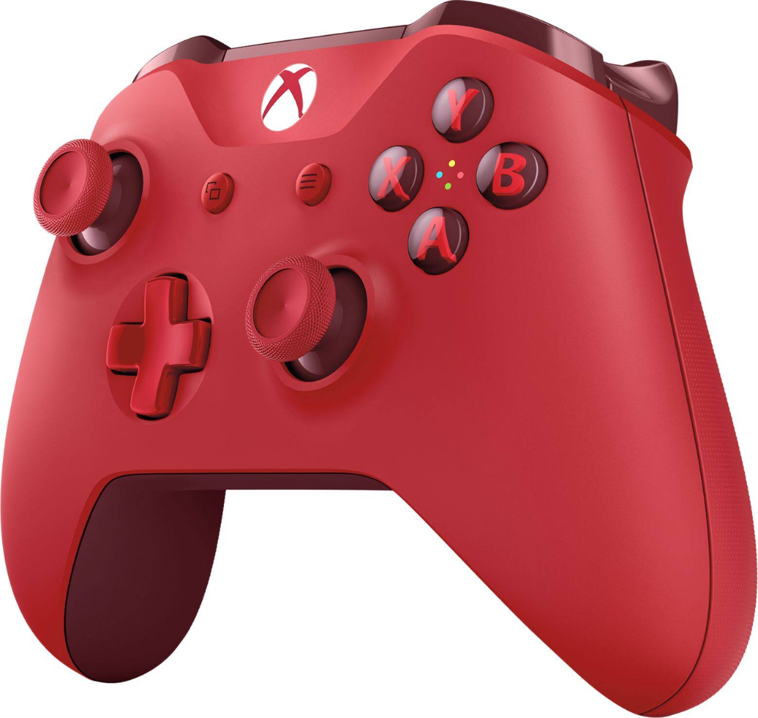 Left. Microsoft - Geek Squad Certified Refurbished Wireless Controller for Xbox One and Windows 10 - Red.