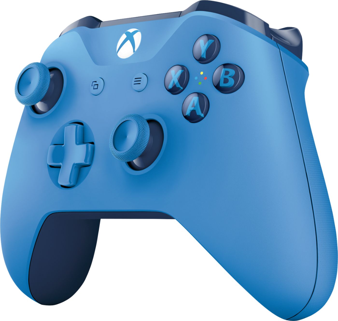 Left View: Microsoft - Geek Squad Certified Refurbished Wireless Controller for Xbox One and Windows 10 - Blue