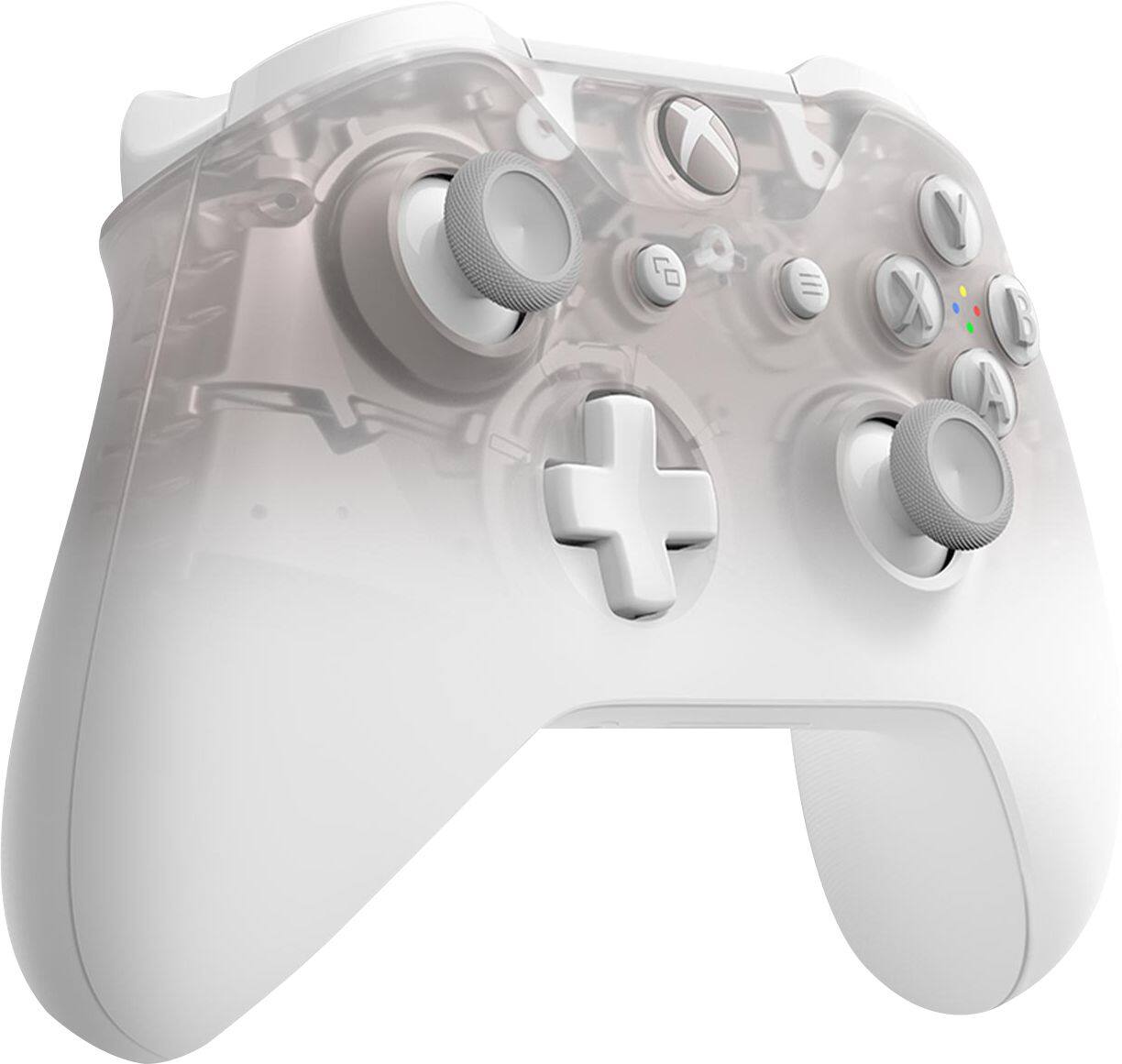 Angle. Microsoft - Geek Squad Certified Refurbished Special Edition Wireless Controller for Xbox One and Windows 10 - Phantom White.