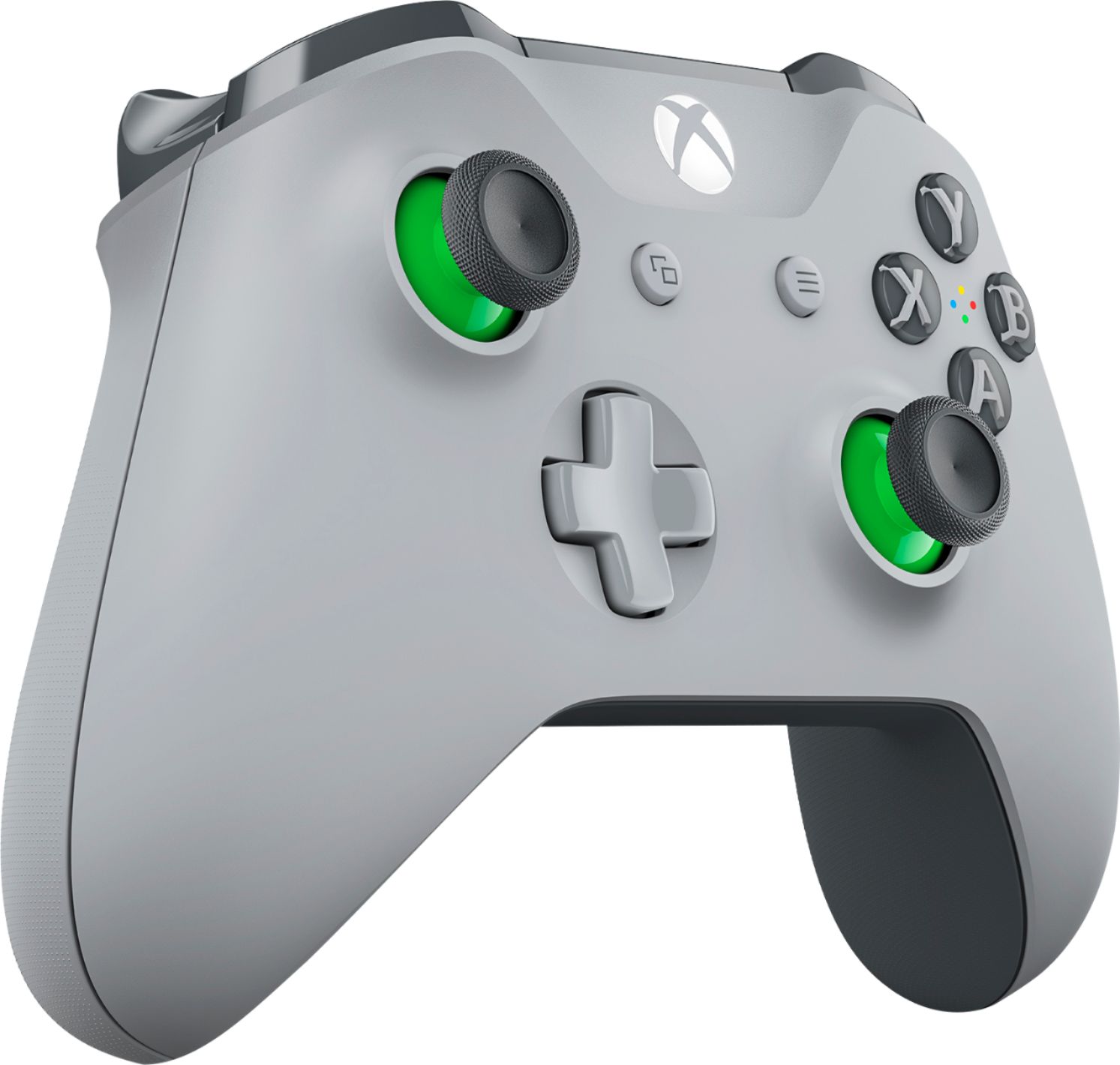 Angle View: Microsoft - Geek Squad Certified Refurbished Wireless Controller for Xbox One and Windows 10 - Gray And Green