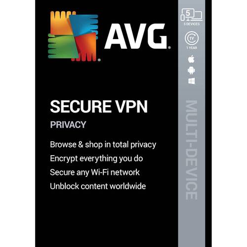 AVG Secure VPN (5 Devices) (1-Year Subscription) - Android|Mac|Windows|iOS [Digital] was $59.99 now $29.99 (50.0% off)