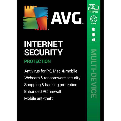 AVG Internet Security (10 Devices) (1-Year Subscription) - Android, Mac, Windows [Digital]