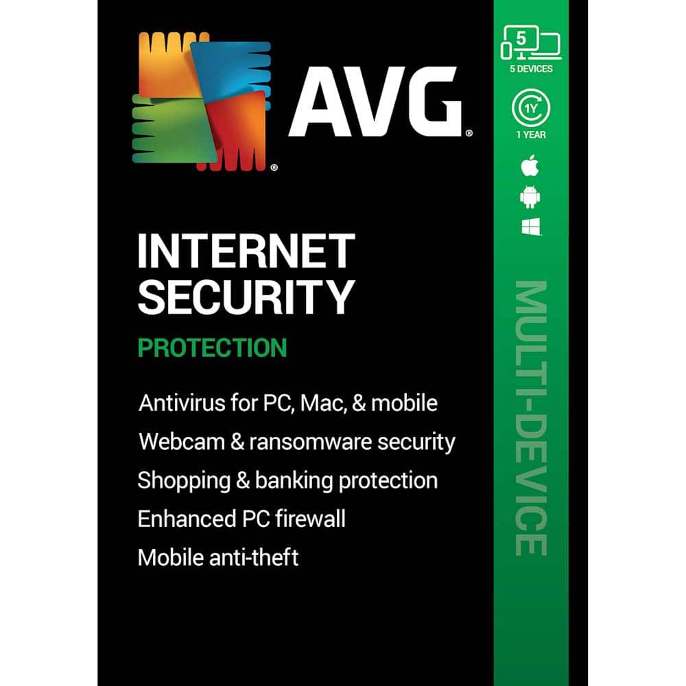 Front. AVG - Internet Security (5 Devices) (1-Year Subscription).