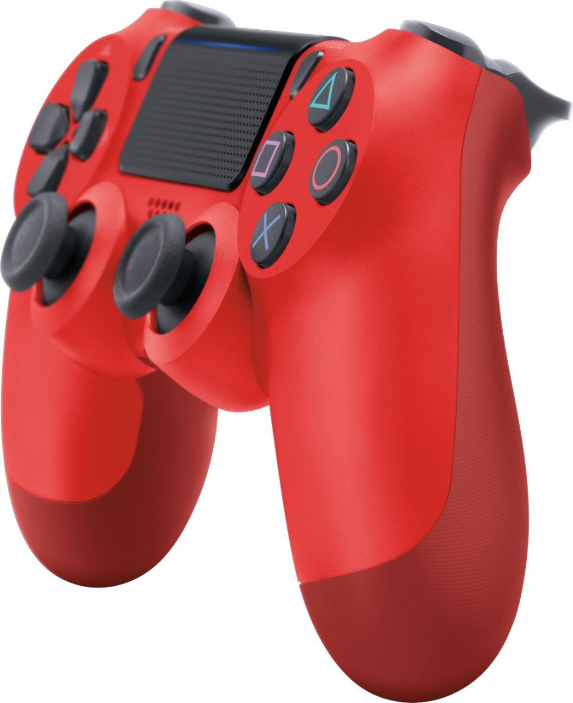 Left. Sony - Geek Squad Certified Refurbished DualShock 4 Wireless Controller for PlayStation 4 - Magma Red.