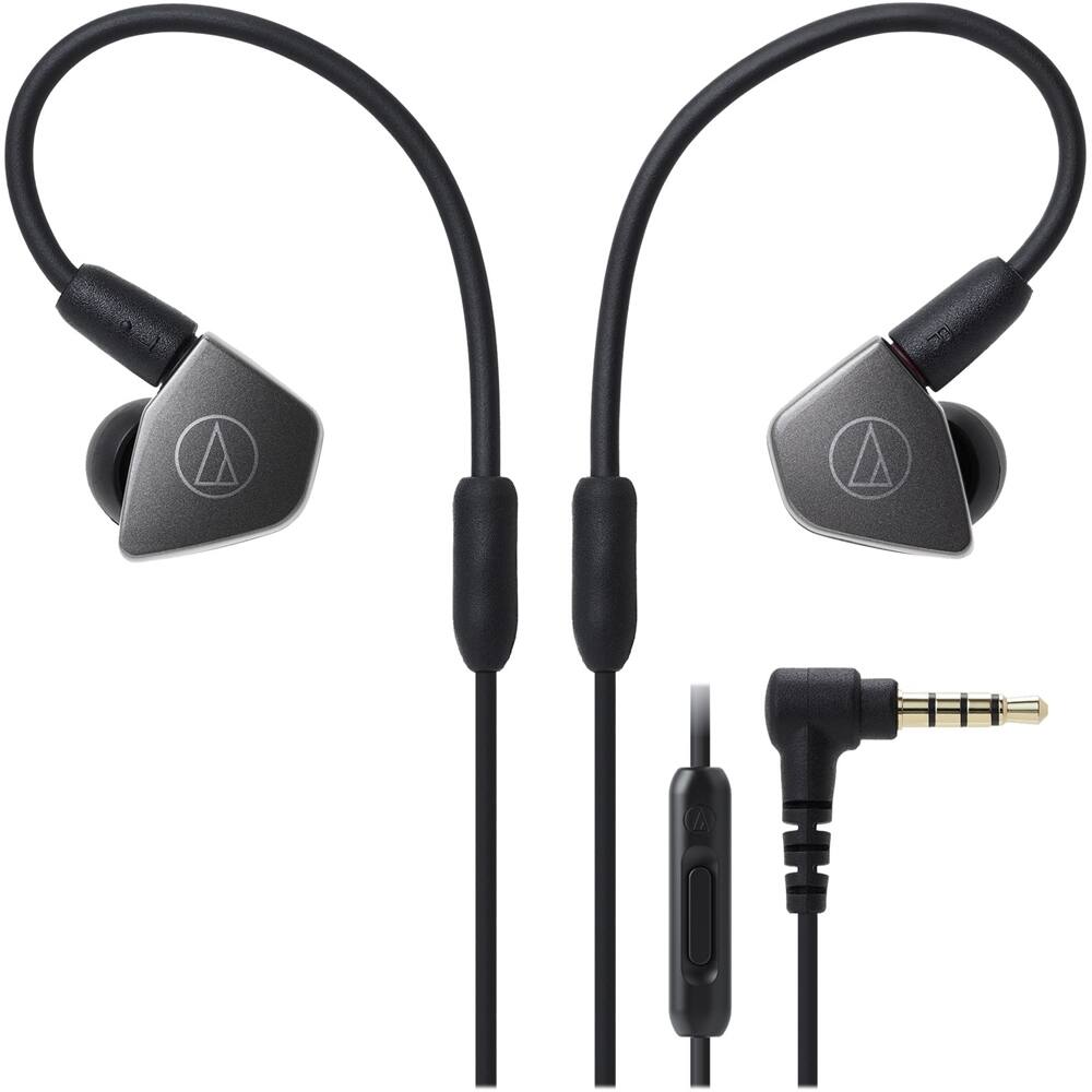 Front. Audio-Technica - ATH LS70iS Wired In-Ear Headphones - Gray/Black.